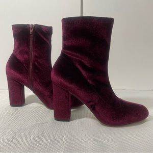 Steve Madden Maroon Suede Ankle Boot Block Heel